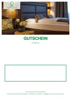 Gutscheinvorlage mit einem Hotelbett als Header
