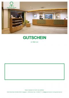 Gutscheinvorlage mit Rezeption von Hotel Grüner Baum als Header