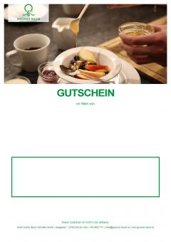 Gutscheinvorlage mit einem Frühstück als Header