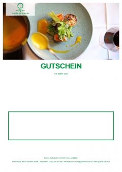 Gutscheinvorlage mit einer Speise als Header