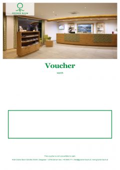 Voucher template with Hotel Grüner Baum reception as header