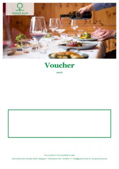 Voucher template with a set lunch table as the header