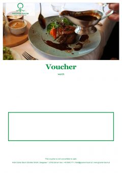 Voucher template with a dish and sauce as header