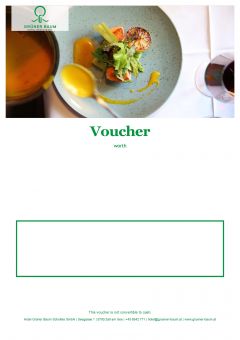 Gutscheinvorlage mit einer Speise als Header